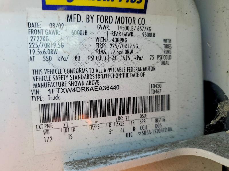 73741985 :رقم المزاد ، 1FTXW4DR6AEA36440 vin ، 2010 Ford F450 مزاد بيع