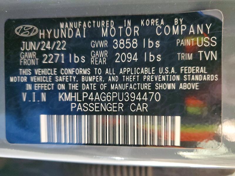 74881285 :رقم المزاد ، KMHLP4AG6PU394470 vin ، 2023 Hyundai Elantra مزاد بيع