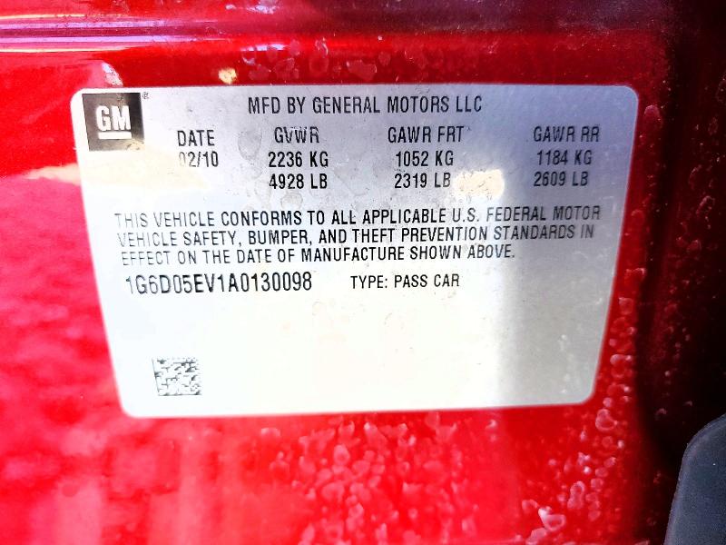 Aukcja sprzedaży 2010 Cadillac Cts, vin: 1G6D05EV1A0130098, numer aukcji: 99595745