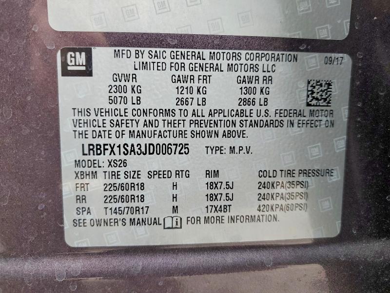 Aukcja sprzedaży 2018 Buick Envision, vin: LRBFX1SA3JD006725, numer aukcji: 74085455