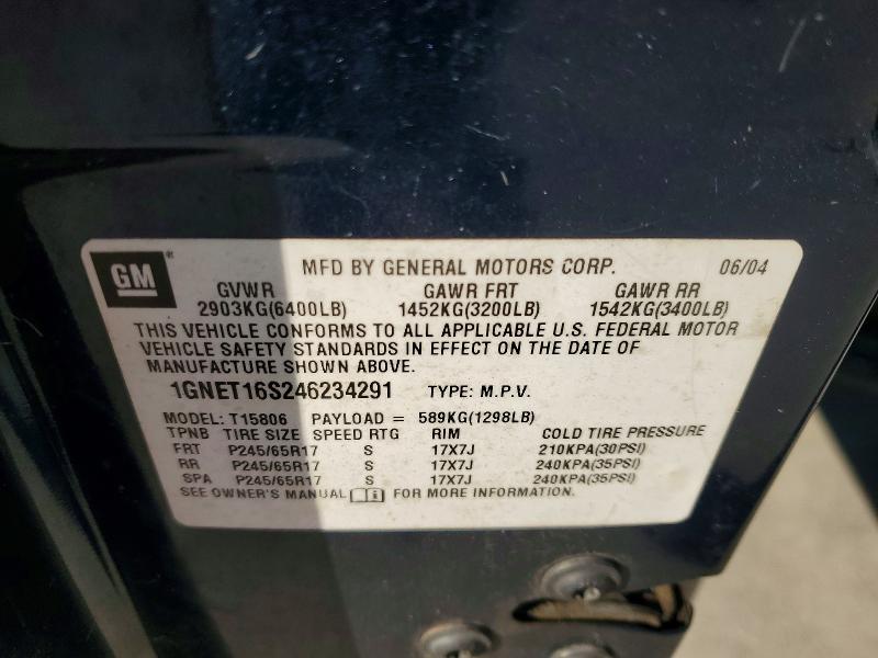 72767835 :رقم المزاد ، 1GNET16S246234291 vin ، 2004 Chevrolet Trailblazer مزاد بيع