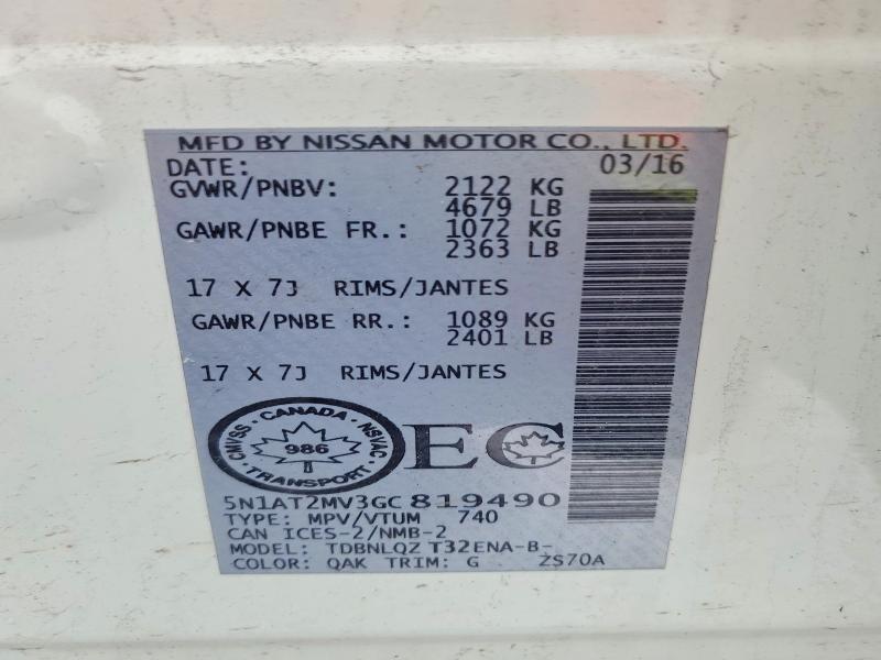 Продажа на аукционе авто 2016 Nissan Rogue S, vin: 5N1AT2MV3GC819490, номер лота: 73629885