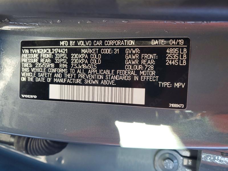2020 Volvo Xc40 T5 Mo მანქანა იყიდება აუქციონზე, vin: YV4162UK3L2174421, აუქციონის ნომერი: 73090905