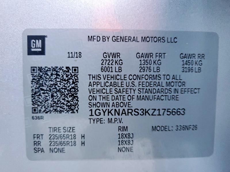 Продажа на аукционе авто 2019 Cadillac Xt5, vin: 1GYKNARS3KZ175663, номер лота: 73016125