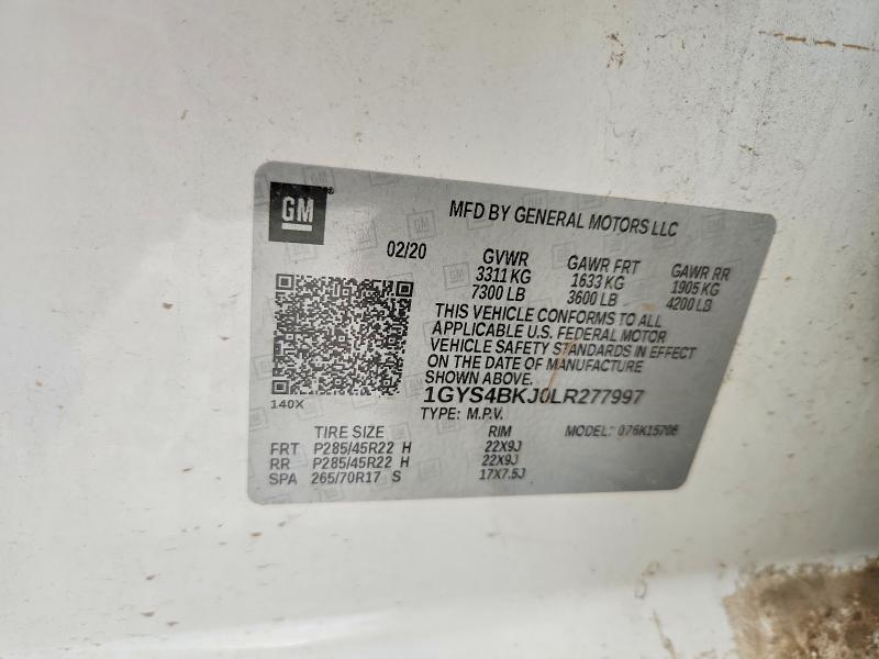 99263115 :رقم المزاد ، 1GYS4BKJ0LR277997 vin ، 2020 Cadillac Escalade مزاد بيع