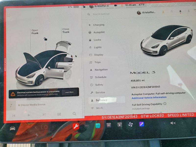 2022 Tesla Model 3 მანქანა იყიდება აუქციონზე, vin: 5YJ3E1EA2NF201543, აუქციონის ნომერი: 74088685