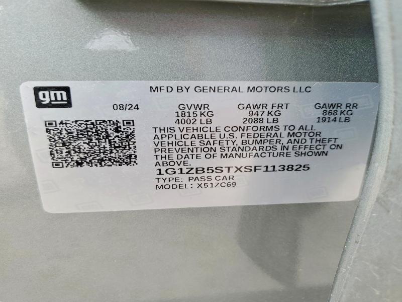 Продажа на аукционе авто 2025 Chevrolet Malibu, vin: 1G1ZB5STXSF113825, номер лота: 99719845
