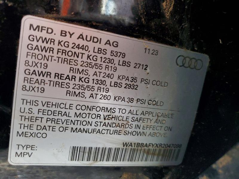 98410005 :رقم المزاد ، WA1BBAFYXR2047098 vin ، 2024 Audi Q5 مزاد بيع