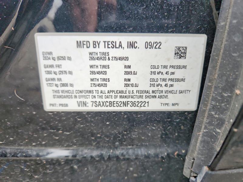 Продажа на аукционе авто 2022 Tesla Model X, vin: 7SAXCBE52NF362221, номер лота: 74126145