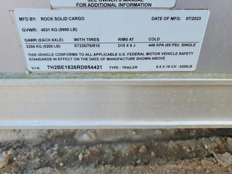98476925 :رقم المزاد ، 7H2BE1826RD054421 vin ، 2024 Rock Solid Unknown مزاد بيع