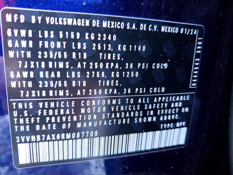 99526935 :رقم المزاد ، 3VVNB7AX6RM087709 vin ، 2024 Volkswagen Tiguan مزاد بيع