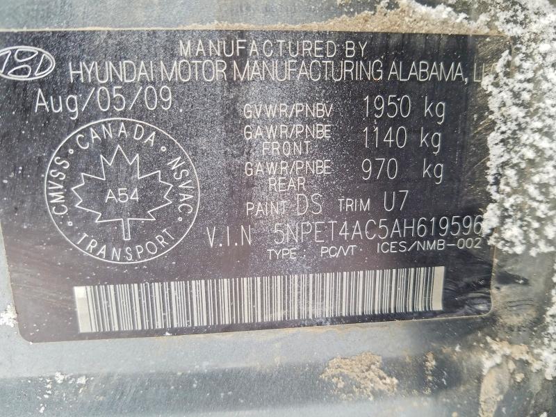 98364615 :رقم المزاد ، 5NPET4AC5AH619596 vin ، 2010 Hyundai Sonata Gls مزاد بيع