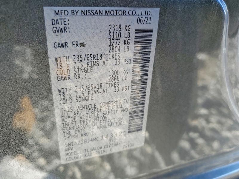 Aukcja sprzedaży 2021 Nissan Murano, vin: 5N1AZ2BJ4MC143321, numer aukcji: 73292015