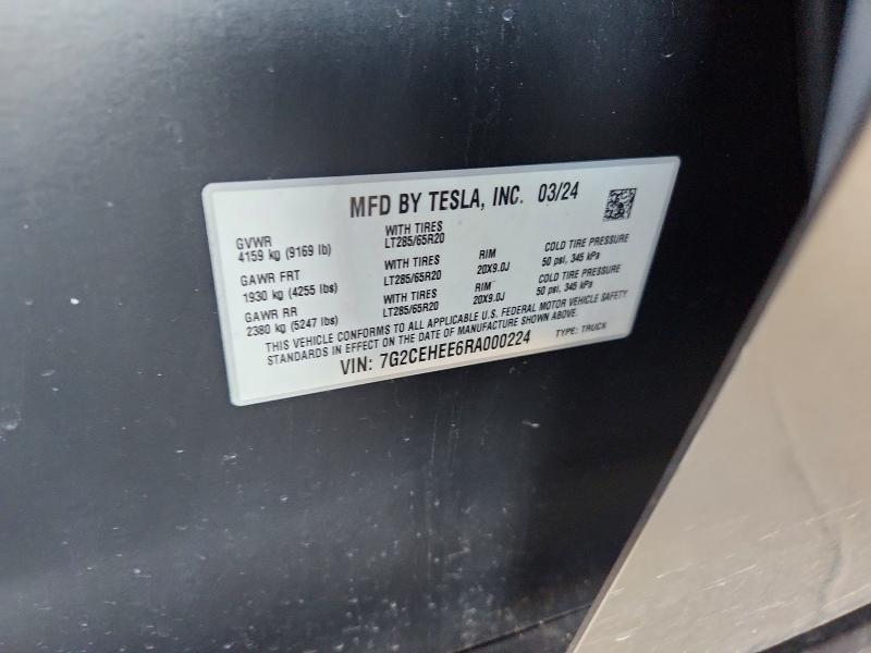 Продажа на аукционе авто 2024 Tesla Cybertruck, vin: 7G2CEHEE6RA000224, номер лота: 72825295