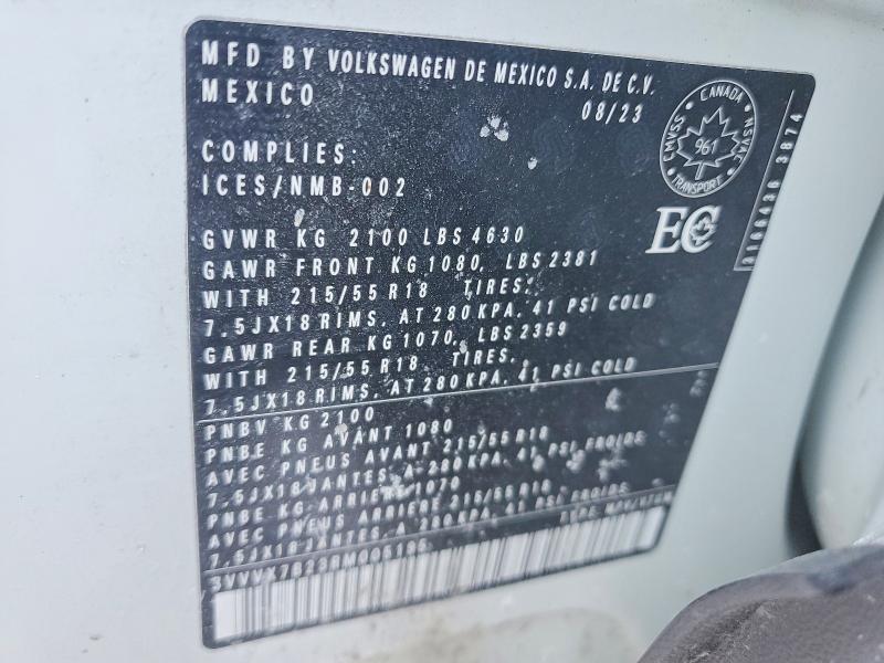Aukcja sprzedaży 2024 Volkswagen Taos, vin: 3VVVX7B23RM005195, numer aukcji: 72864335