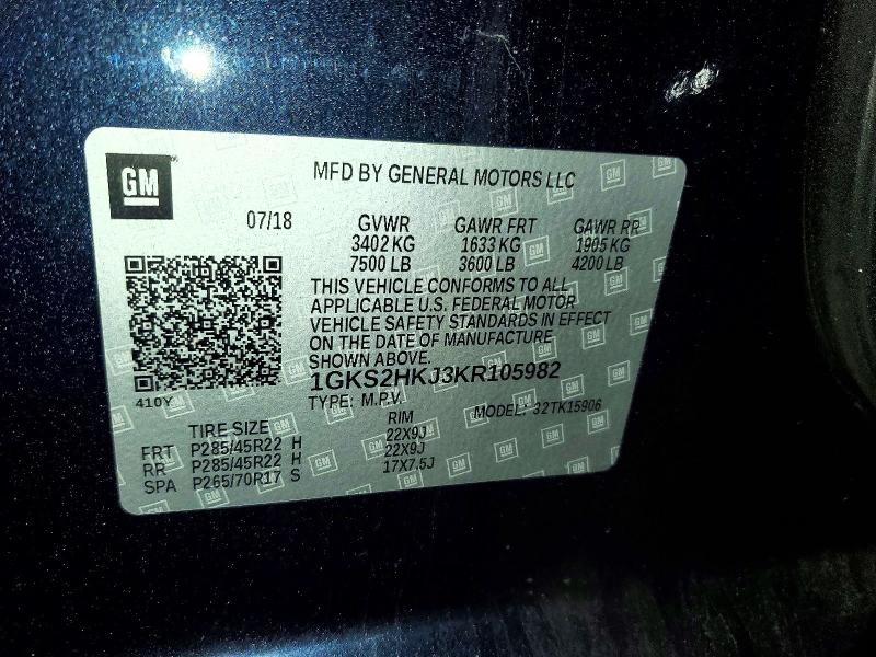 Продаж на аукціоні авто 2019 Gmc Yukon Xl, vin: 1GKS2HKJ3KR105982, номер лоту: 98239215