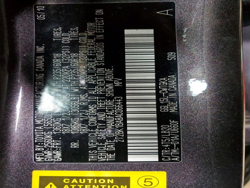 Aukcja sprzedaży 2010 Lexus Rx, vin: 2T2BK1BA8AC066443, numer aukcji: 99882265