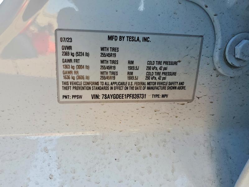 Aukcja sprzedaży 2023 Tesla Model Y, vin: 7SAYGDEE1PF839731, numer aukcji: 75316615