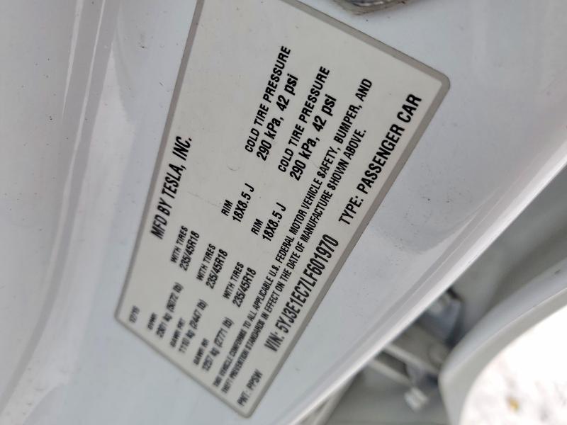 Продаж на аукціоні авто 2020 Tesla Model 3, vin: 5YJ3E1EC7LF601970, номер лоту: 73626035