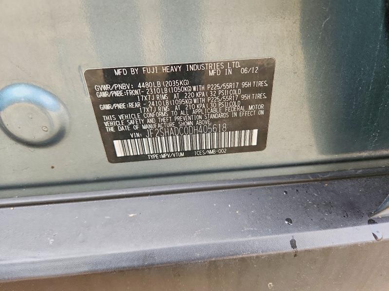 2013 Subaru Forester მანქანა იყიდება აუქციონზე, vin: JF2SHADC0DH405618, აუქციონის ნომერი: 99711935