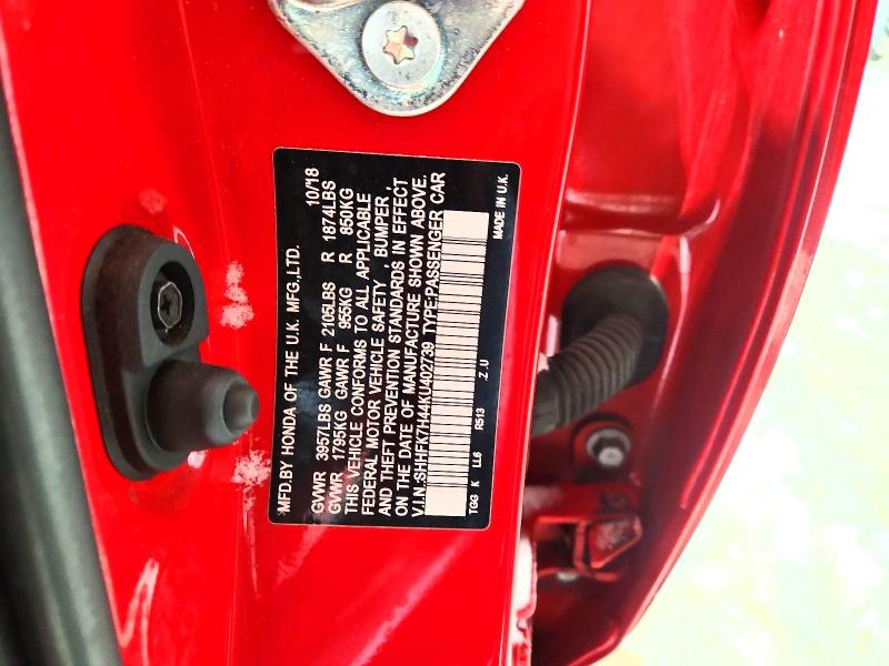 Aukcja sprzedaży 2019 Honda Civic, vin: SHHFK7H44KU402739, numer aukcji: 74687355