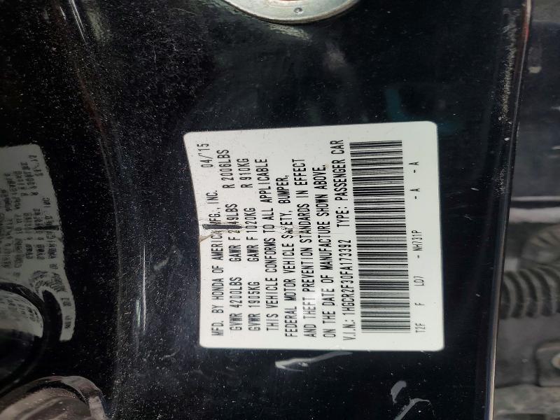 74853615 :رقم المزاد ، 1HGCR2F30FA173392 vin ، 2015 Honda Accord مزاد بيع