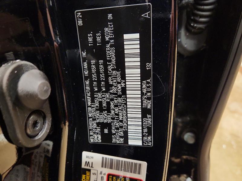 73255755 :رقم المزاد ، 5TDKDRBH0RS571731 vin ، 2024 Toyota Highlander مزاد بيع