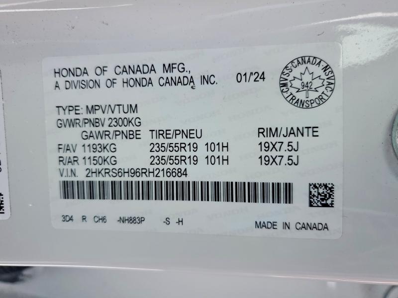 Продаж на аукціоні авто 2024 Honda Cr-v, vin: 2HKRS6H96RH216684, номер лоту: 74441625