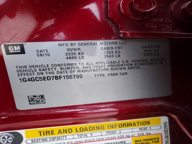 2011 Buick Lacrosse მანქანა იყიდება აუქციონზე, vin: 1G4GC5ED7BF156790, აუქციონის ნომერი: 72864805