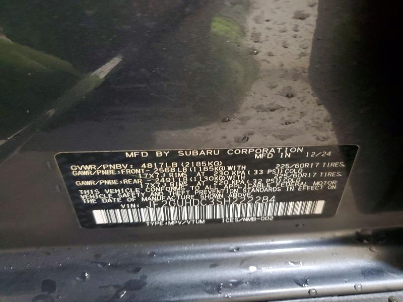 Aukcja sprzedaży 2025 Subaru Crosstrek, vin: JF2GUHDC3SH222284, numer aukcji: 97807765