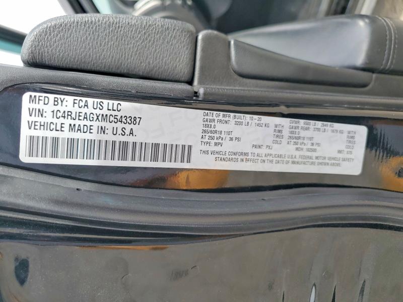 74247975 :رقم المزاد ، 1C4RJEAGXMC543387 vin ، 2021 Jeep Grand Cherokee مزاد بيع