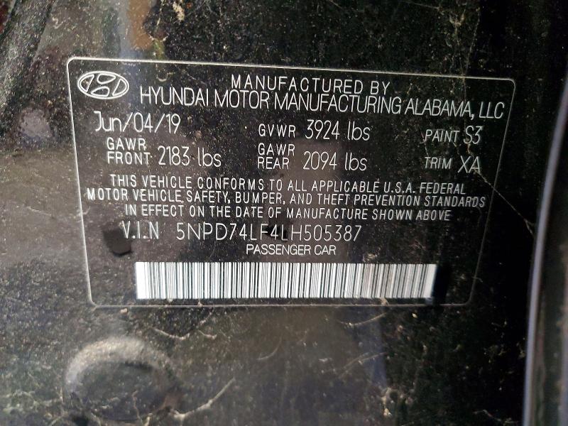 Aukcja sprzedaży 2020 Hyundai Elantra, vin: 5NPD74LF4LH505387, numer aukcji: 73670295