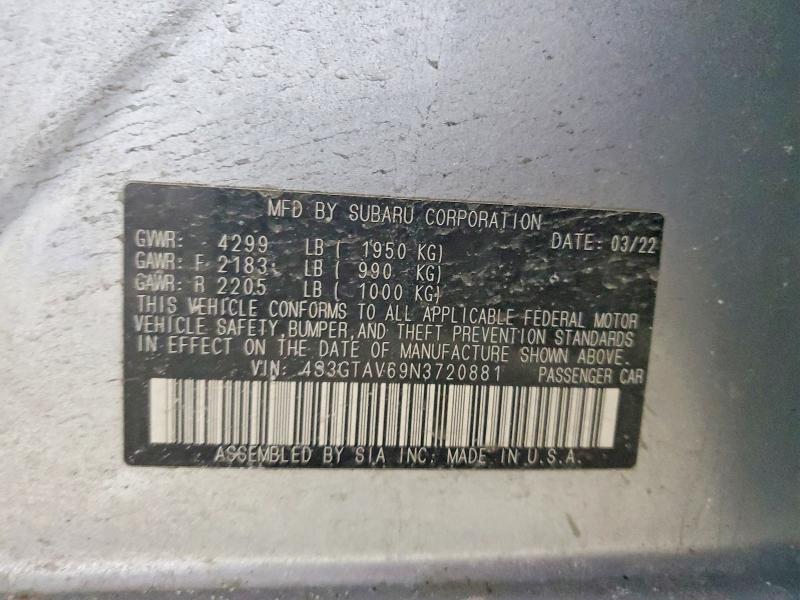 Aukcja sprzedaży 2022 Subaru Impreza Pr, vin: 4S3GTAV69N3720881, numer aukcji: 72622355