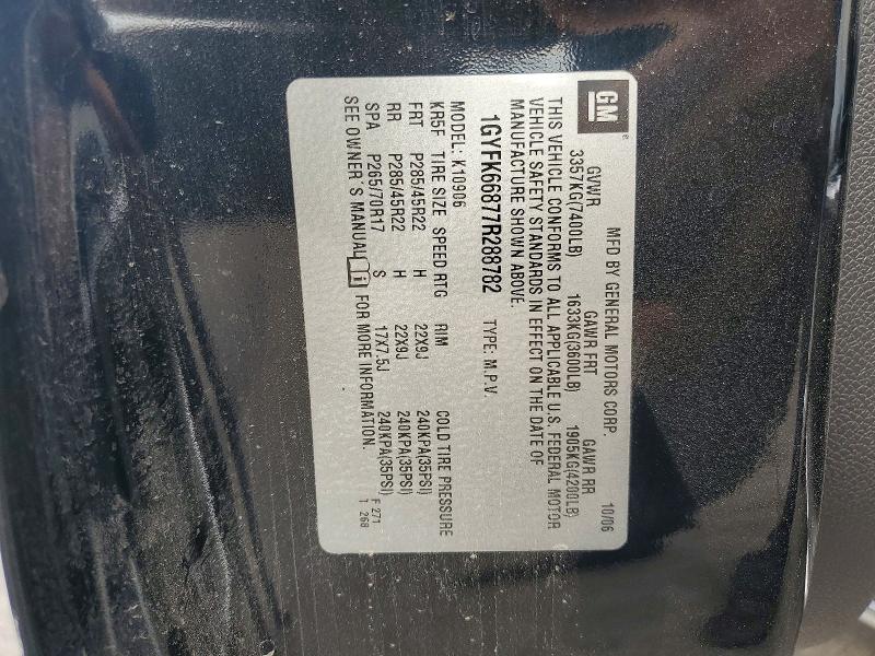 74596245 :رقم المزاد ، 1GYFK66877R288782 vin ، 2007 Cadillac Escalade E مزاد بيع