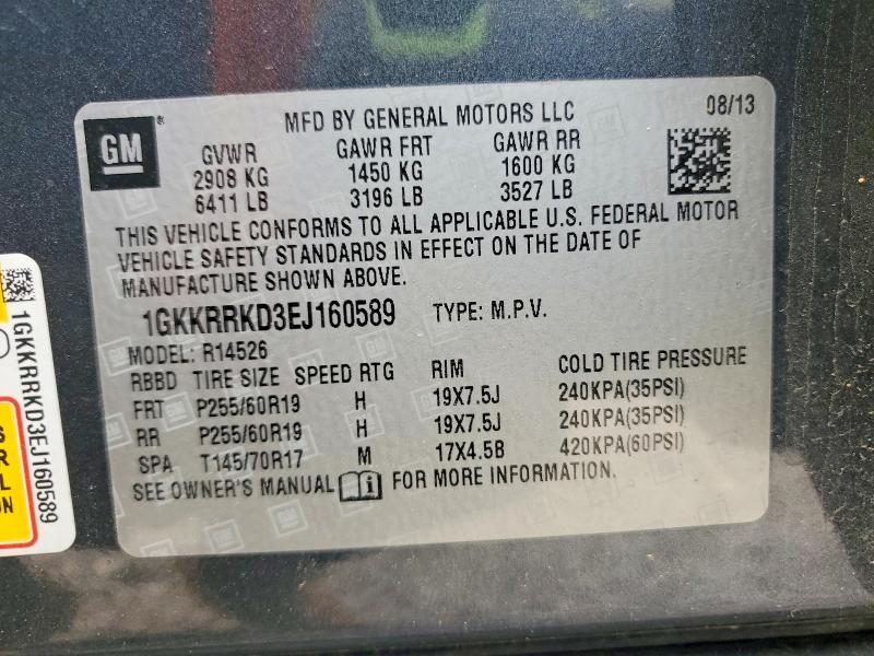 Aukcja sprzedaży 2014 Gmc Acadia, vin: 1GKKRRKD3EJ160589, numer aukcji: 75101455