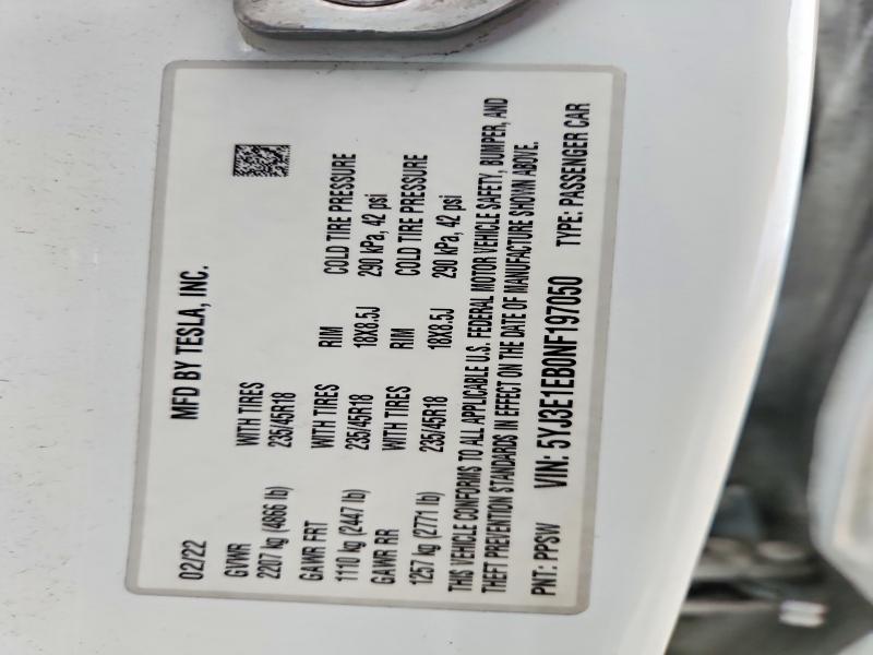 Продаж на аукціоні авто 2022 Tesla Model 3, vin: 5YJ3E1EB0NF197050, номер лоту: 98955495