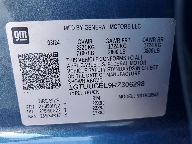 2024 Gmc Sierra K15 მანქანა იყიდება აუქციონზე, vin: 1GTUUGEL9RZ306298, აუქციონის ნომერი: 73932115
