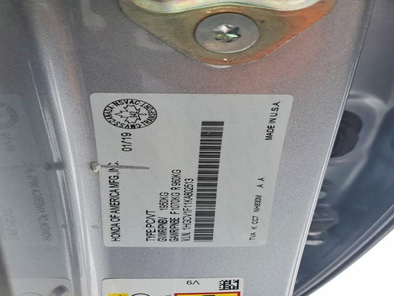 Aukcja sprzedaży 2019 Honda Accord, vin: 1HGCV1F11KA802513, numer aukcji: 73400025