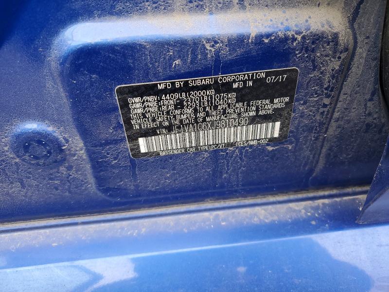 Aukcja sprzedaży 2018 Subaru Wrx, vin: JF1VA1C6XJ9810490, numer aukcji: 99499875