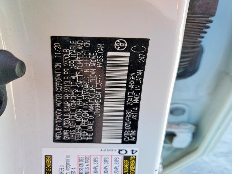Aukcja sprzedaży 2021 Toyota C-hr, vin: JTNKHMBX6M1103972, numer aukcji: 72657505