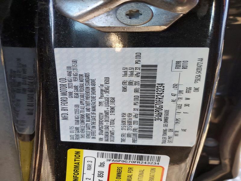Aukcja sprzedaży 2015 Ford Fusion, vin: 3FA6P0G70FR243234, numer aukcji: 73937105
