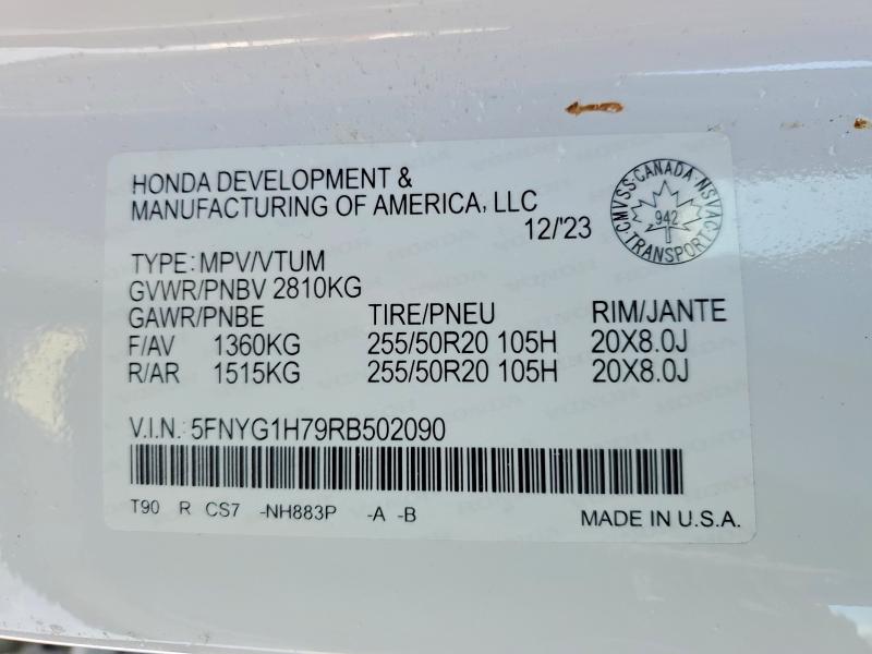 Aukcja sprzedaży 2024 Honda Pilot, vin: 5FNYG1H79RB502090, numer aukcji: 74231675