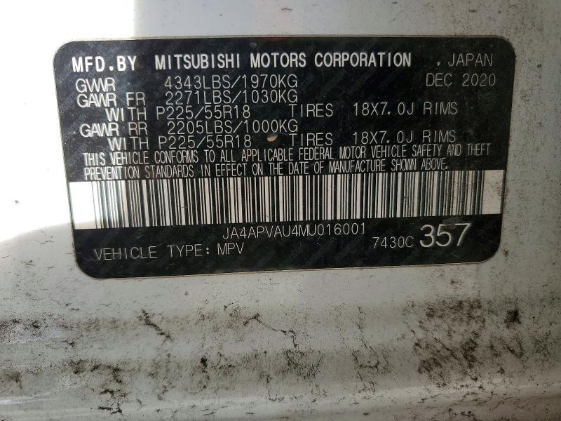 Продаж на аукціоні авто 2021 Mitsubishi Outlander Sport, vin: JA4APVAU4MU016001, номер лоту: 72413105