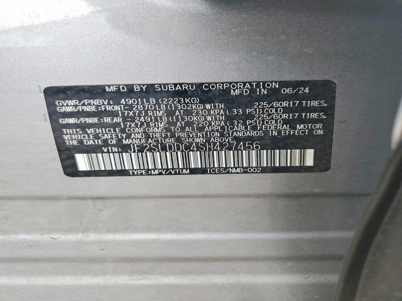 72112675 :رقم المزاد ، JF2SLDDC4SH427456 vin ، 2025 Subaru Forester P مزاد بيع