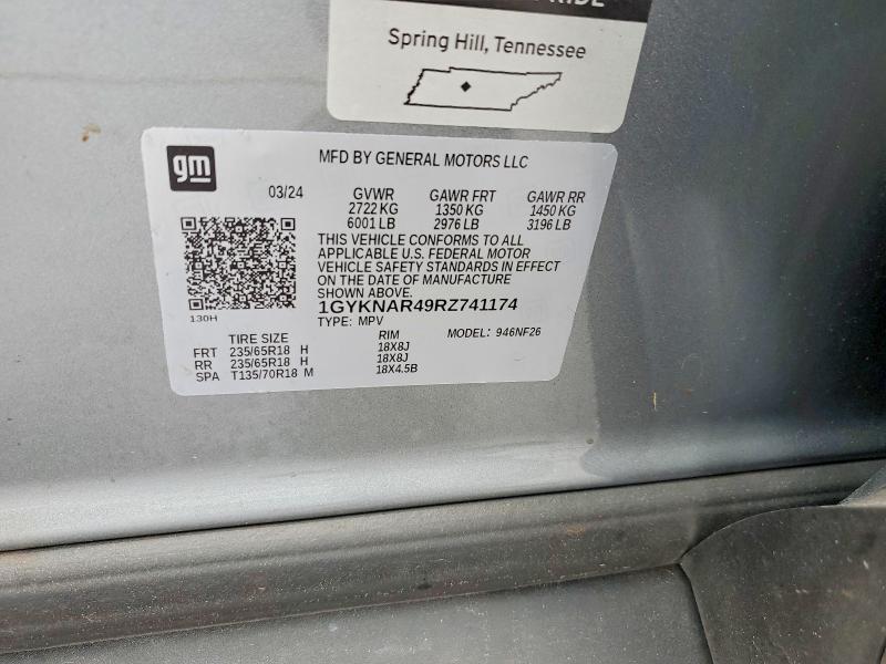 2024 Cadillac Xt5 მანქანა იყიდება აუქციონზე, vin: 1GYKNAR49RZ741174, აუქციონის ნომერი: 75102825