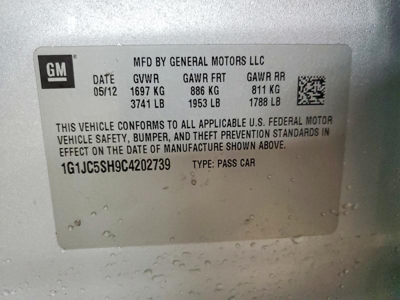 Продаж на аукціоні авто 2012 Chevrolet Sonic, vin: 1G1JC5SH9C4202739, номер лоту: 98471375