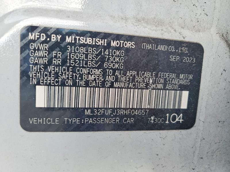 Aukcja sprzedaży 2024 Mitsubishi Mirage, vin: ML32FUFJ3RHF04657, numer aukcji: 72869825