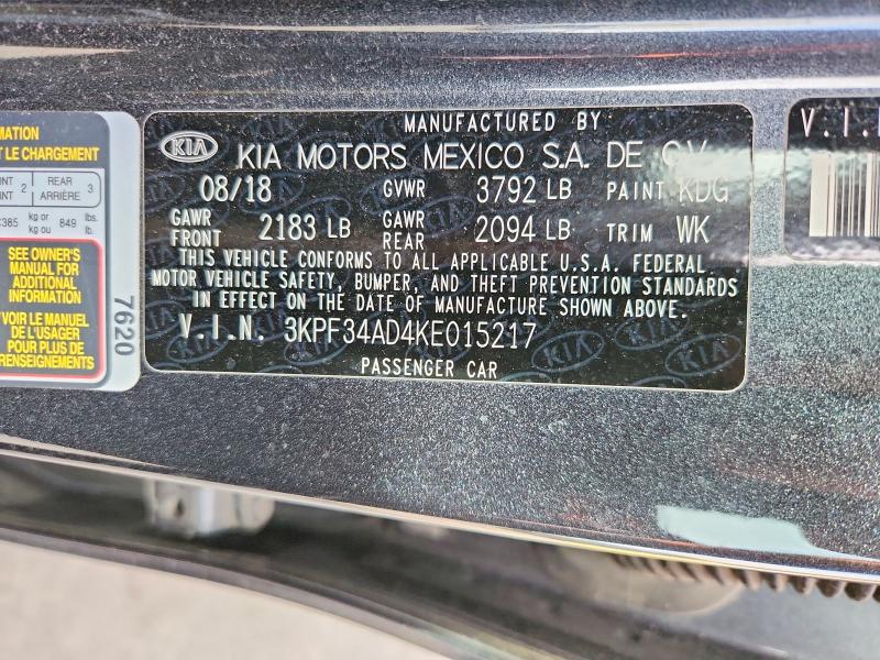 98266845 :رقم المزاد ، 3KPF34AD4KE015217 vin ، 2019 Kia Forte مزاد بيع