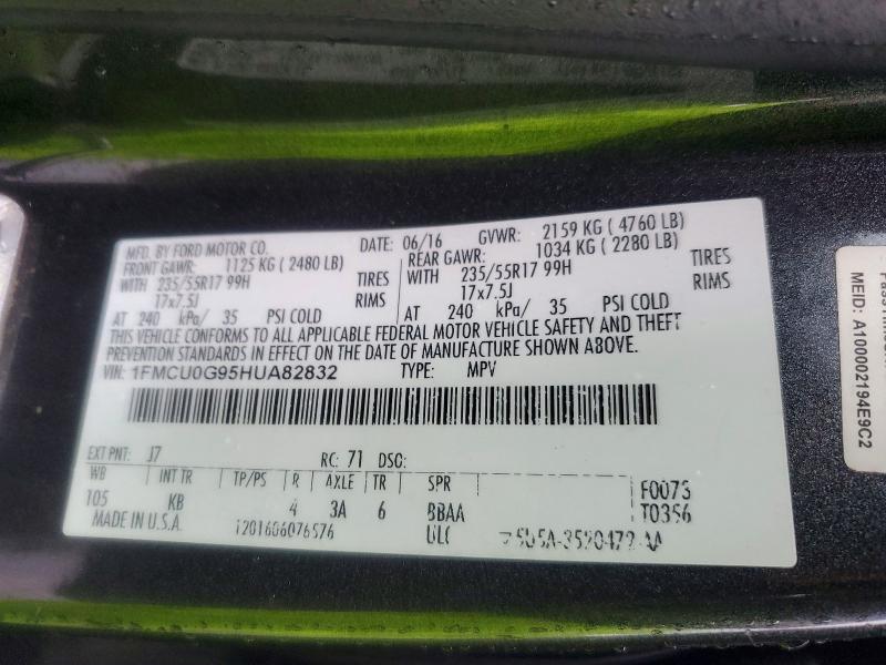 96409955 :رقم المزاد ، 1FMCU0G95HUA82832 vin ، 2017 Ford Escape مزاد بيع