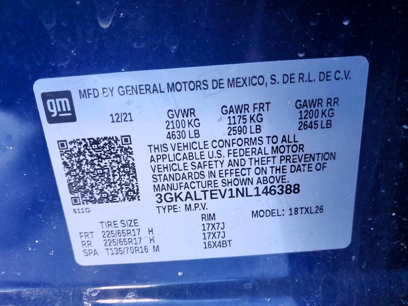 2022 Gmc Terrain მანქანა იყიდება აუქციონზე, vin: 3GKALTEV1NL146388, აუქციონის ნომერი: 74644125